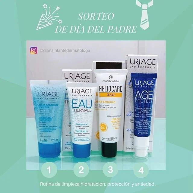Con motivo del #díadelpadre 👨🏻&zwj;💼vamos realizar un sorteo de esta súper rutina muy recomendada 👌🏻de @uriagecolombia @heliocarecolombia como regalo 🎁para sus papás🥳:
.
1. Limpieza: Uriage Gel exfoliante facial.
.
2. Hidratación: Uriage A