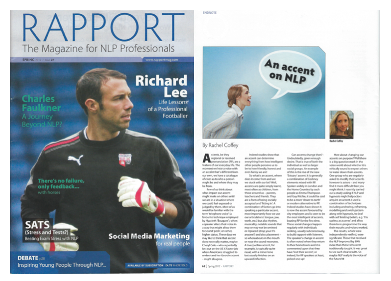 Rachel Coffey on accent in Rapport magazine