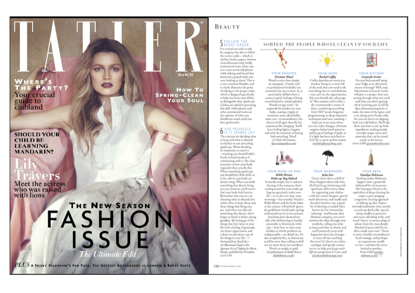 Rachel Coffey recommended by Tatler magazine