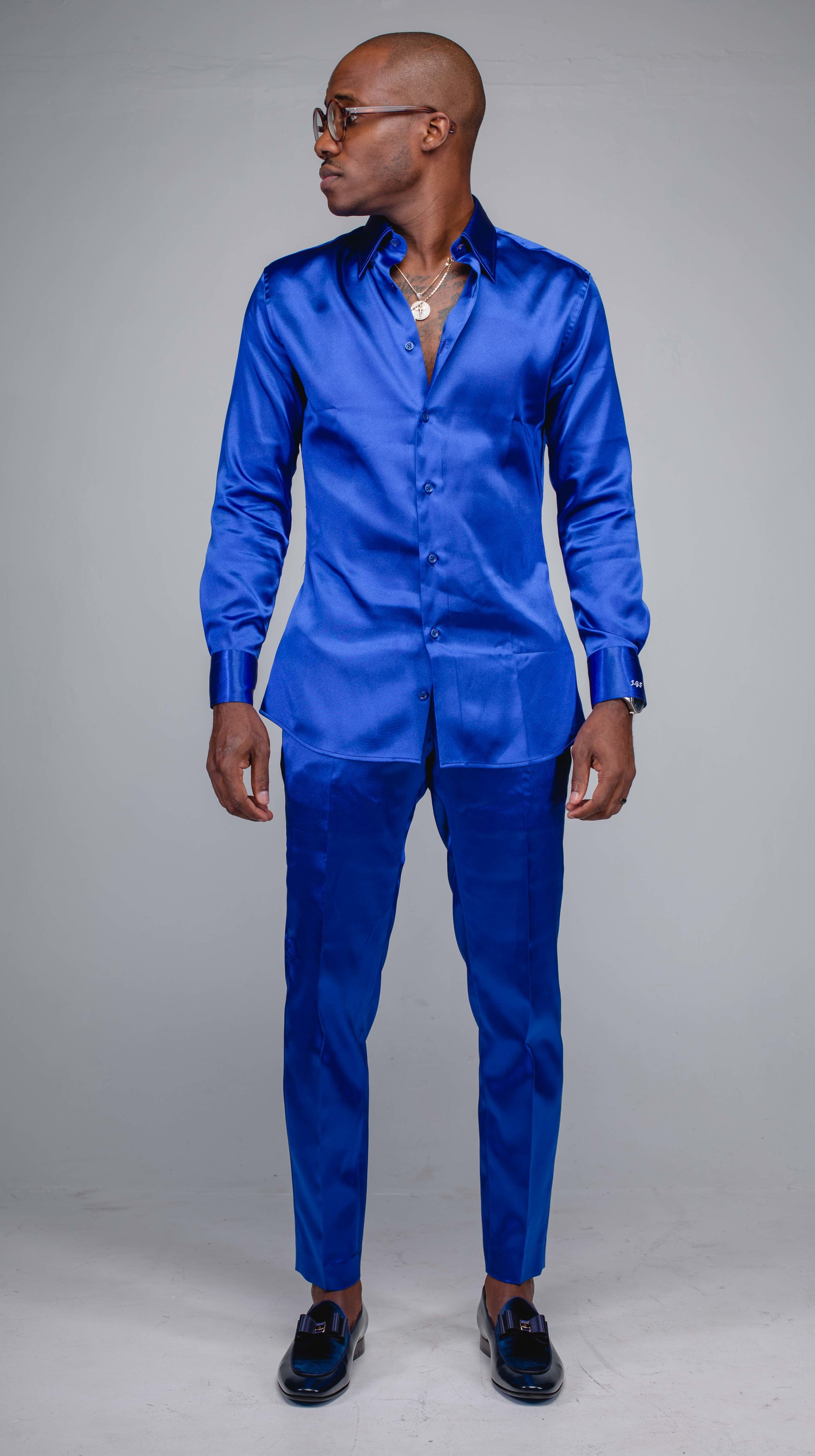 Silk Royal Blue Pants — Garçon Couture