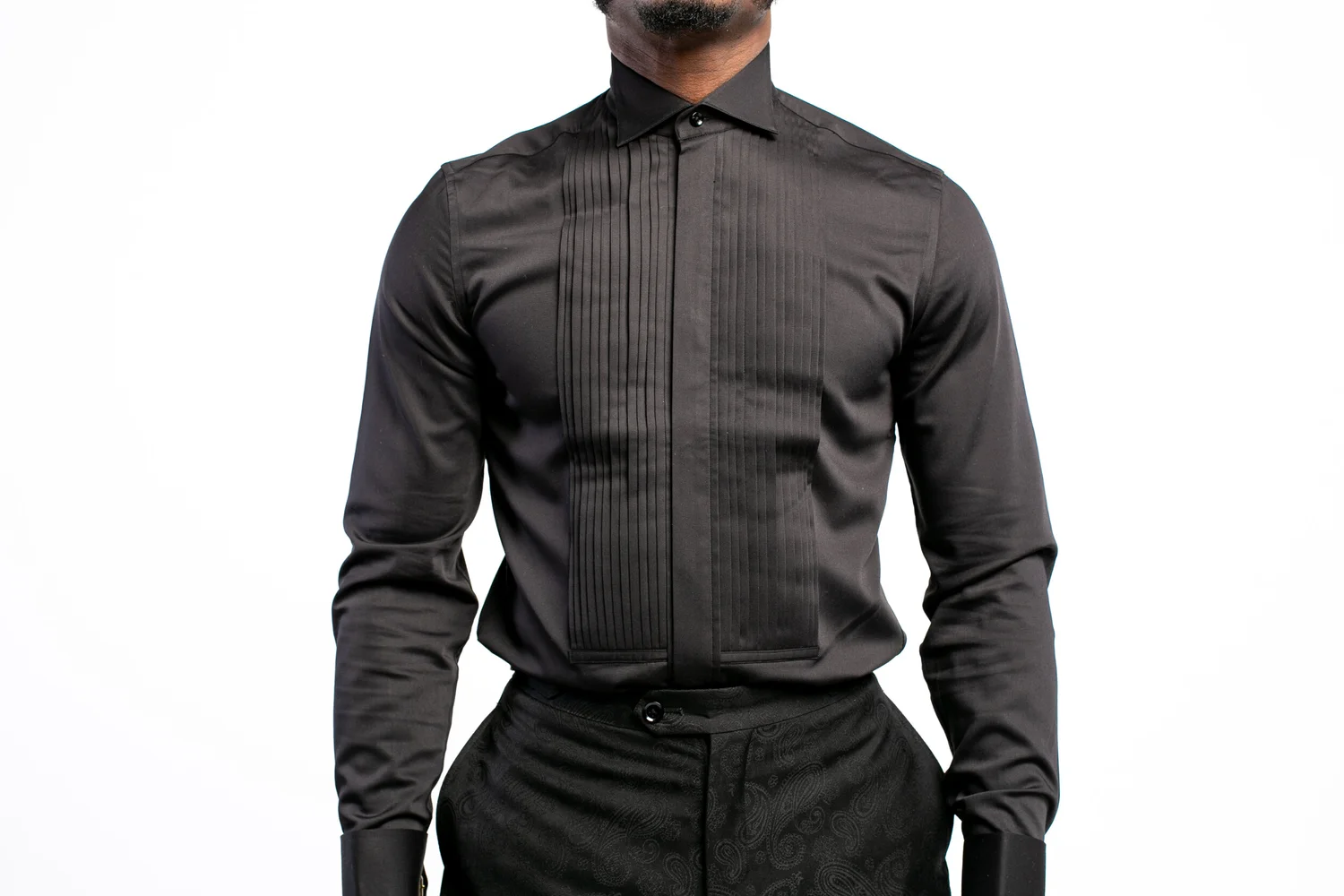 Black Suit Vest Pants with Face Mask Set  Garon Couture