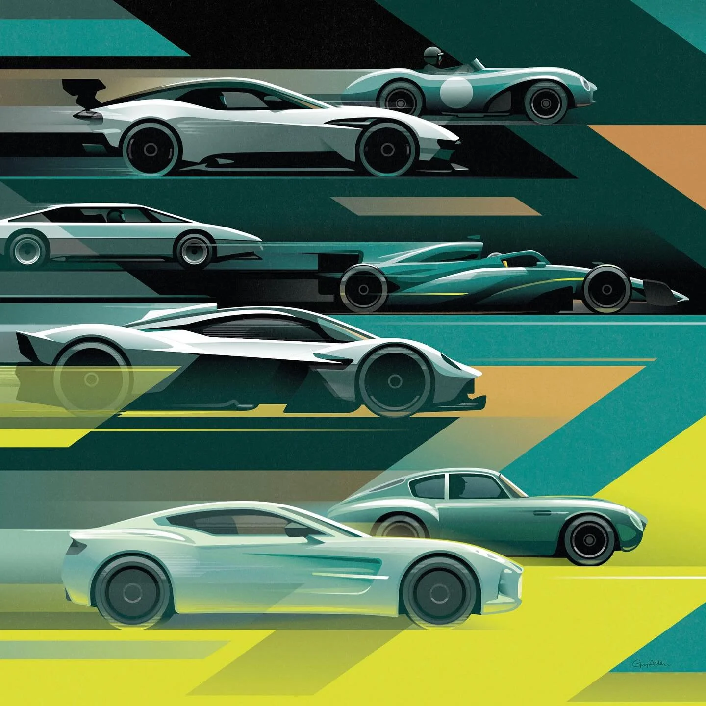 Poster illustration for the Petersen Museum. Their new Aston Martin exhibition, Performance &amp; Prestige opens in LA today. @petersenmuseum #astonmartin #petersenmuseum #illustration
