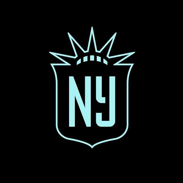 Stylized logo featuring a shield with the outline of the Statue of Liberty's crown and the letters 'NJ' in the center, illuminated in light blue on a black background.