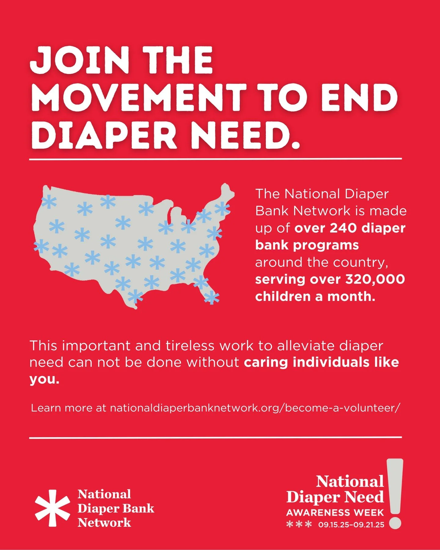 The need is growing - the work of diaper banks and advocates across the nation is more critical than ever. This #NationalDiaperNeedAwarenessWeek, donate to help us #EndDiaperNeed for 1 in 2 U.S. families.⁠
⁠
Support our mission to serve 10,000+ child