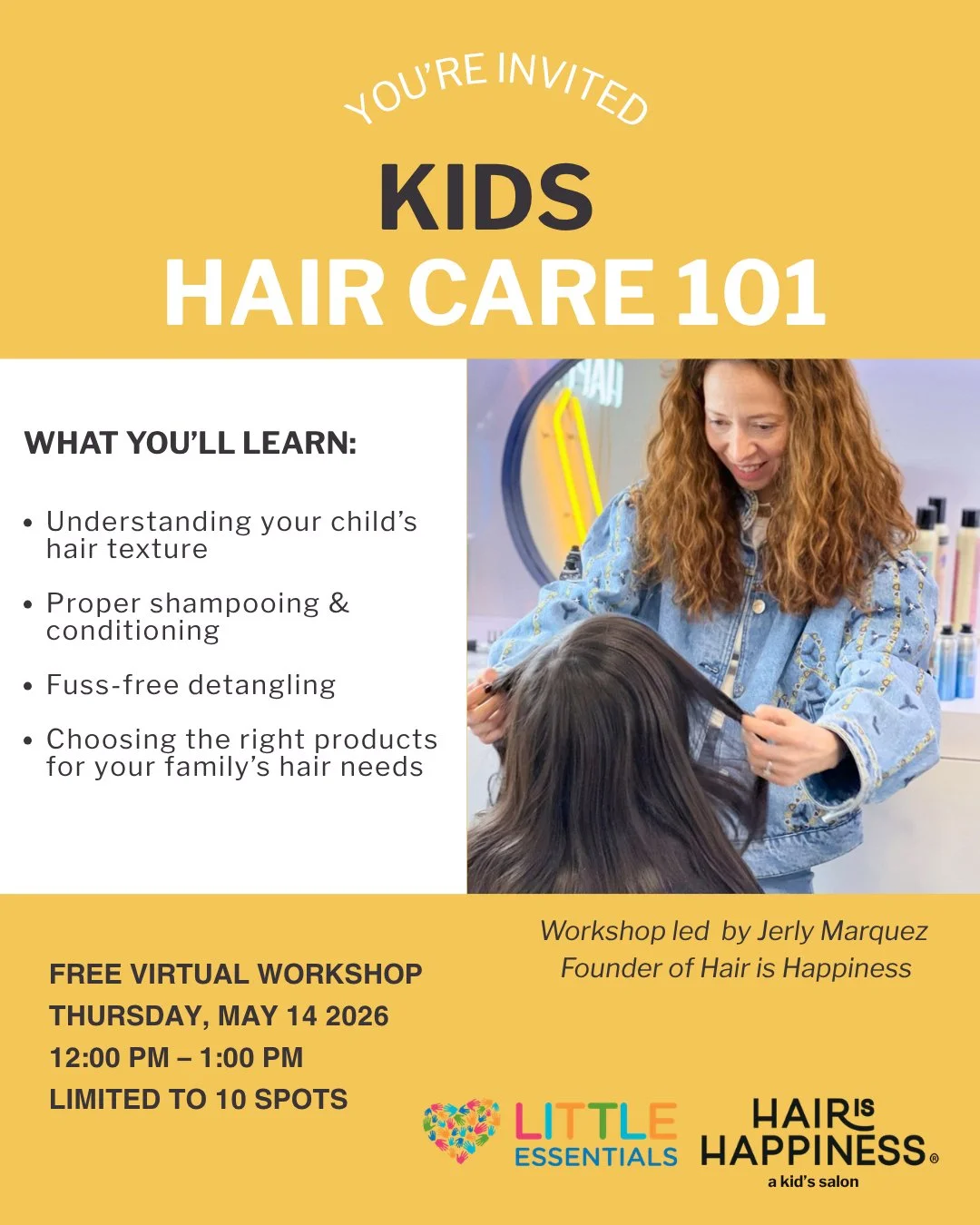 We&rsquo;re excited to welcome Jerly Marquez, founder of @hairishappiness, a kids&rsquo; salon located in Jersey City, NJ, for a special workshop designed for parents and caregivers.⁠
⁠
At the heart of it, this session is about helping families feel 