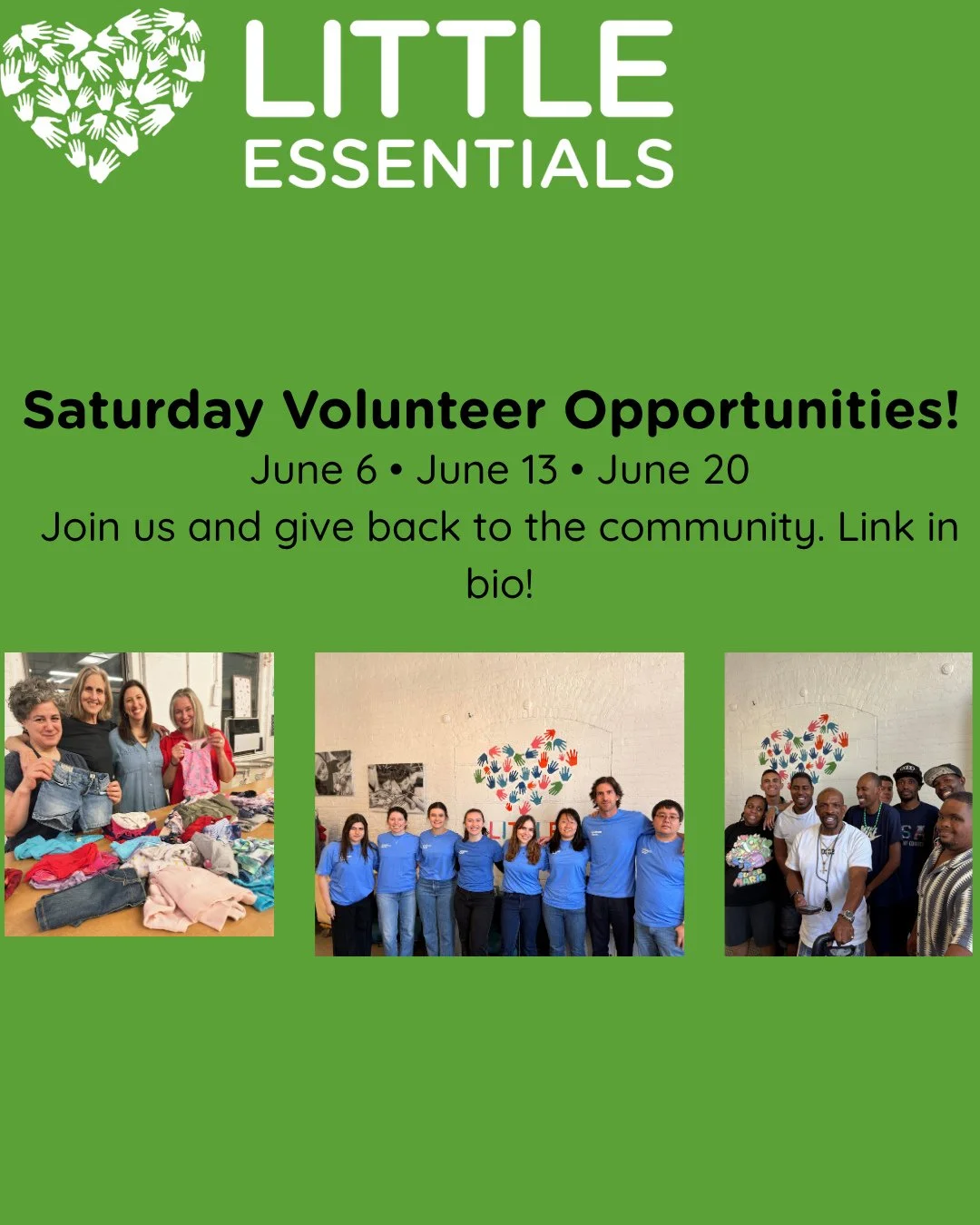 We&rsquo;re open on Saturdays! 🎉⁠
Join us for volunteering on:⁠
📅 June 6, June 13, &amp; June 20⁠
Make a difference in your community and be part of something meaningful. Sign up through the link in our bio!