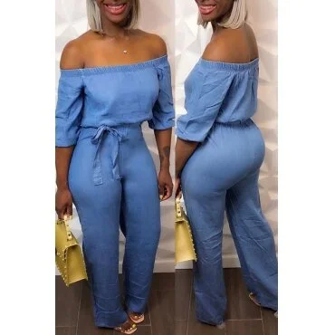  Baby Blue One-piece Jumpsuit 