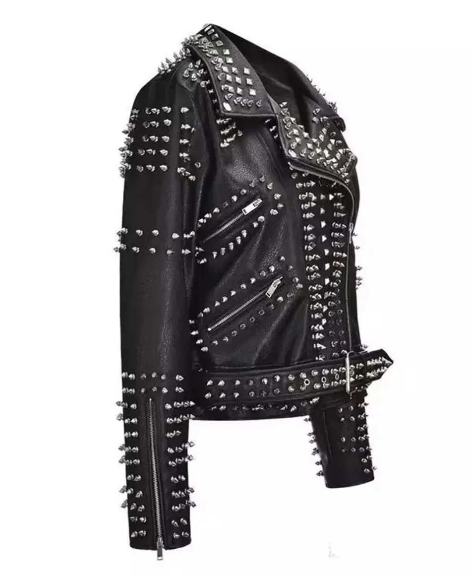 Body Skulled Biker Faux Leather Jacket