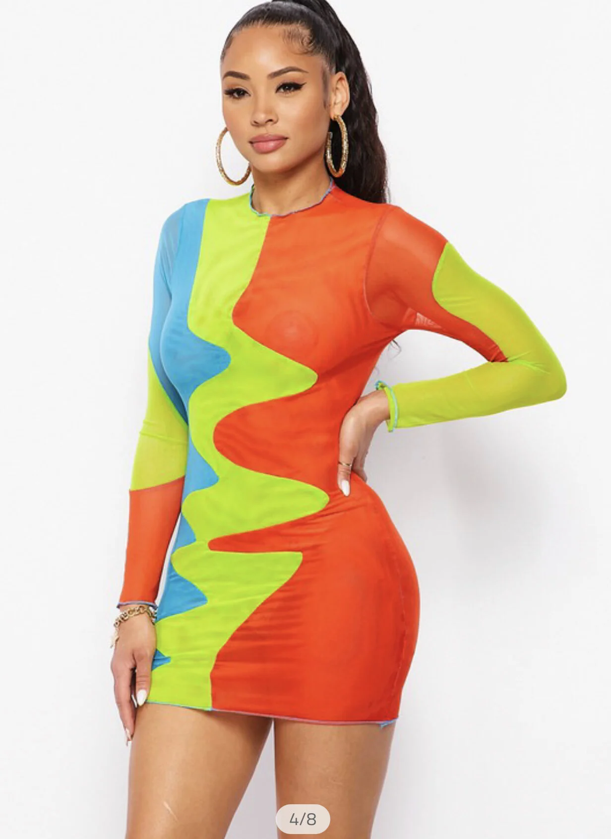 Multi Marble Madness Mesh Dress