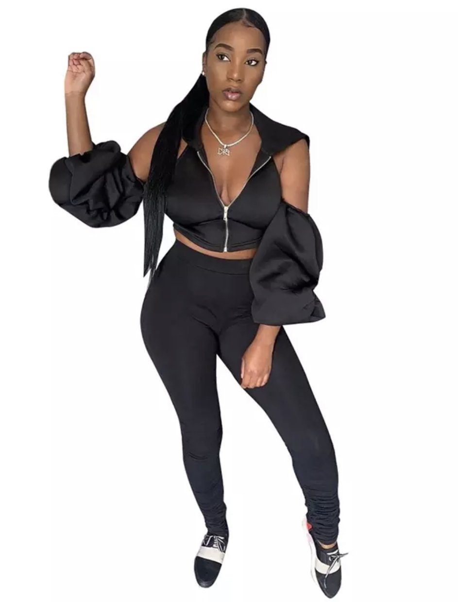 Puff Sleeves Hoodie Set