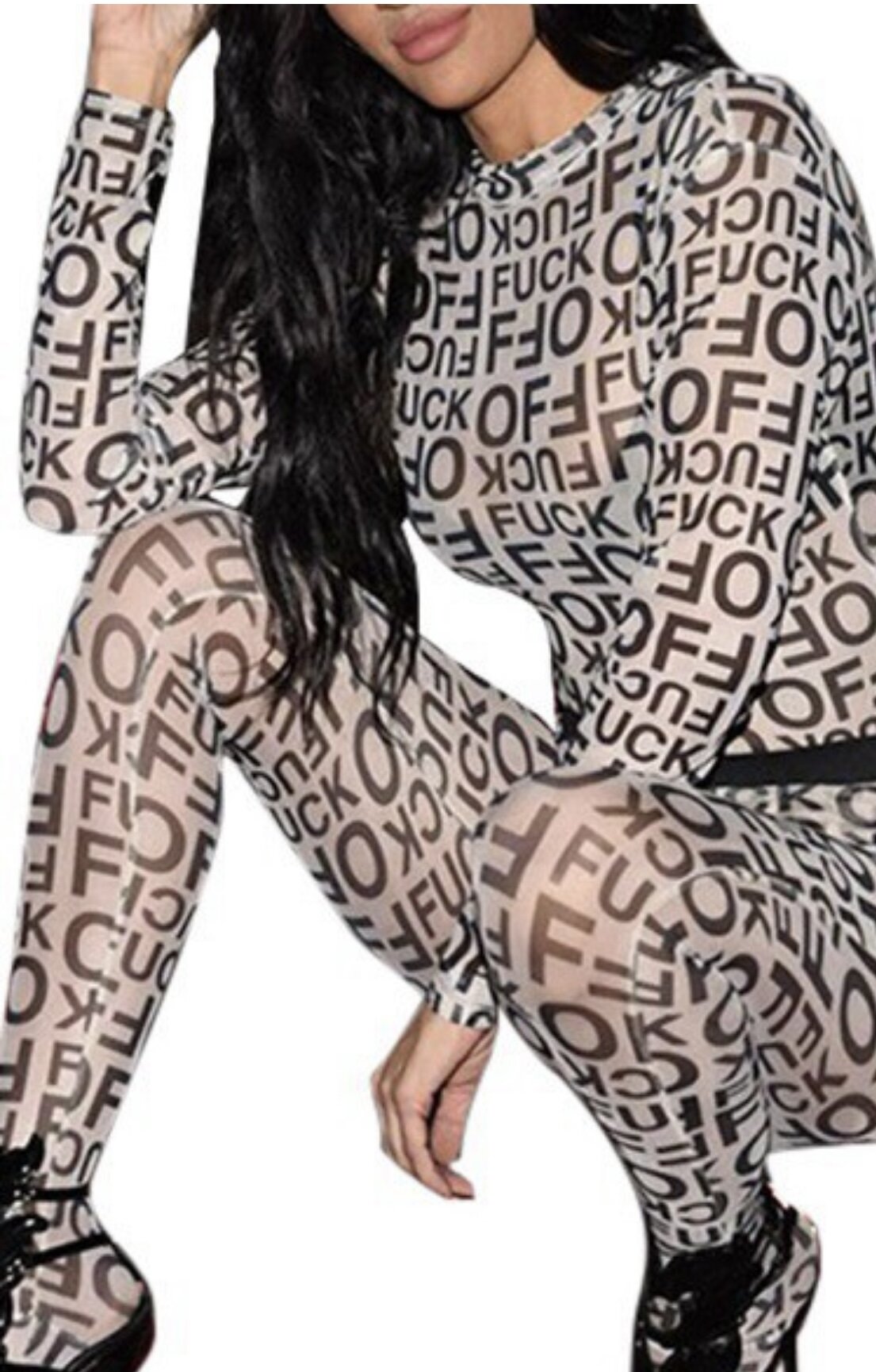 Bold Expression: Stretchy Mesh 'F Off' Top with Super Comfort