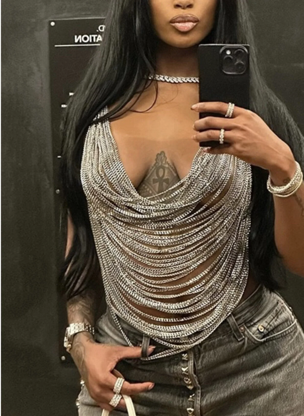 Chain Link Elegance: Halter Top Crafted from Chains