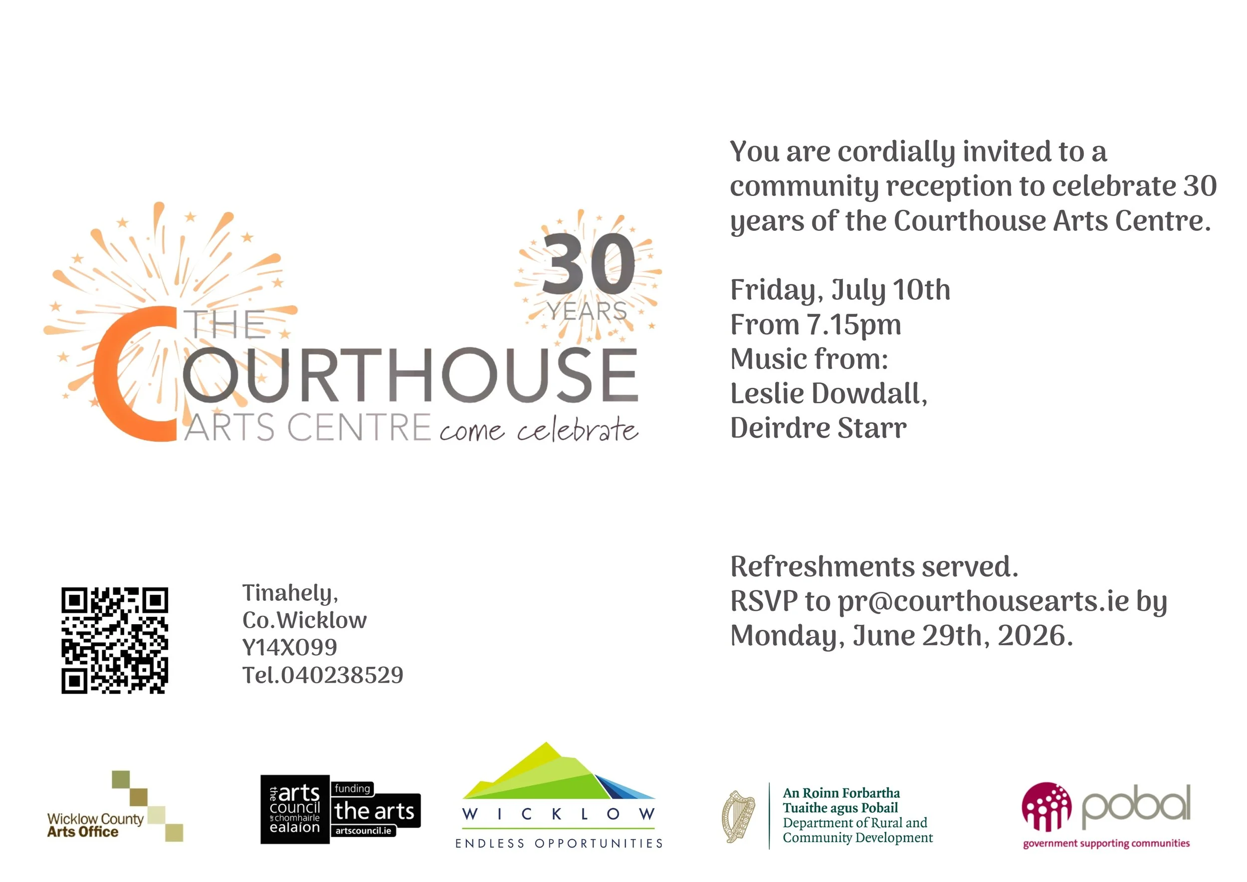 30 years Celebration of The Courthouse Arts Centre