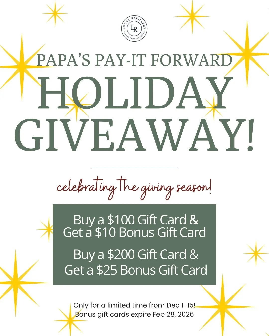 🌟 Papa&rsquo;s Pay-It-Forward Holiday Giveaway 🌟

This season, we&rsquo;re celebrating the legacy of my dad &mdash; Jim Young, or Papa &mdash; who not only loved the holiday season, but taught me everything I know about running a business with hear