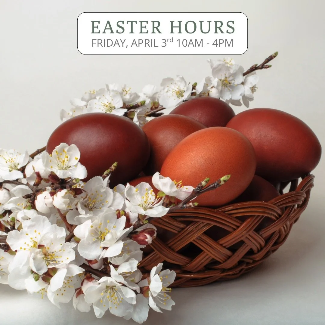 We&rsquo;ll be open during regular hours all weekend, except Good Friday (10am-4pm), for all your Easter needs! 🐰🪺

And just a reminder we&rsquo;re now open until 6pm on Wednesdays! 😁