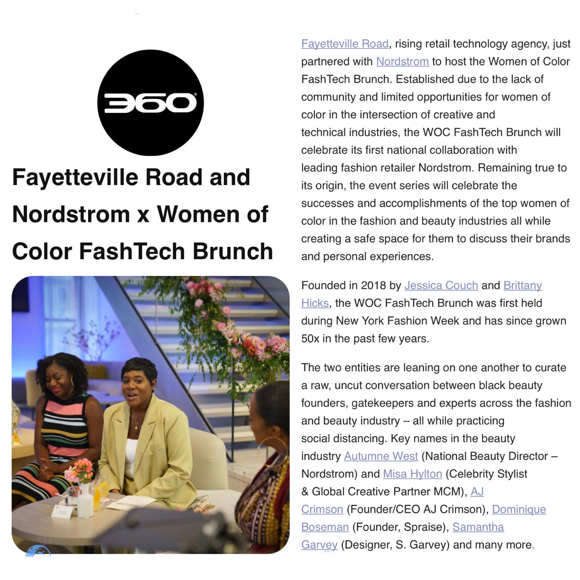 360 Mag: POP CULTURE &amp; DESIGN: FAYETTEVILLE ROAD AND NORDSTROM X WOMEN OF COLOR FASHTECH BRUNCH