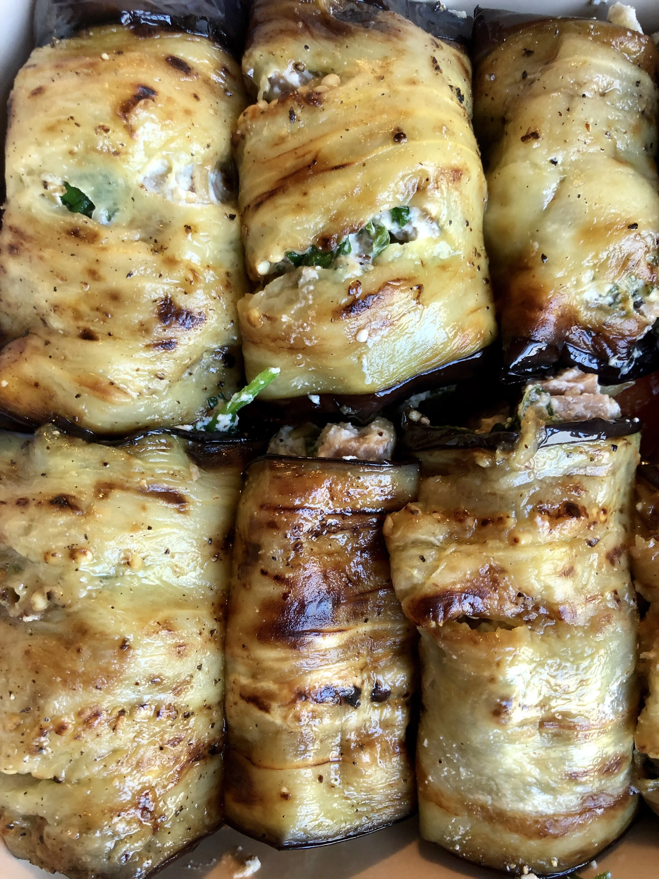 Sausage and Ricotta Stuffed Eggplant