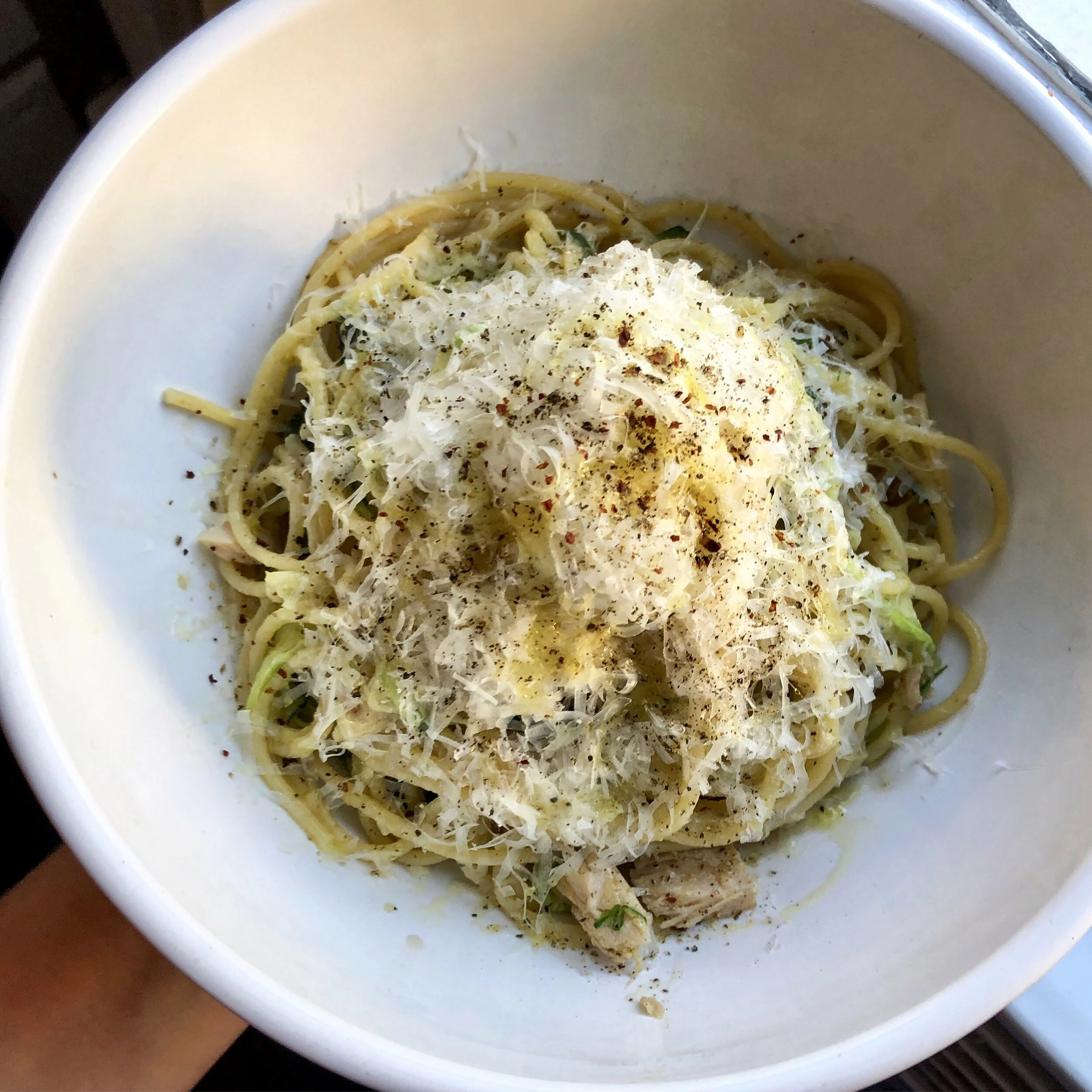 Zucchini Spaghetti with Tinned Fish and Aleppo Chili