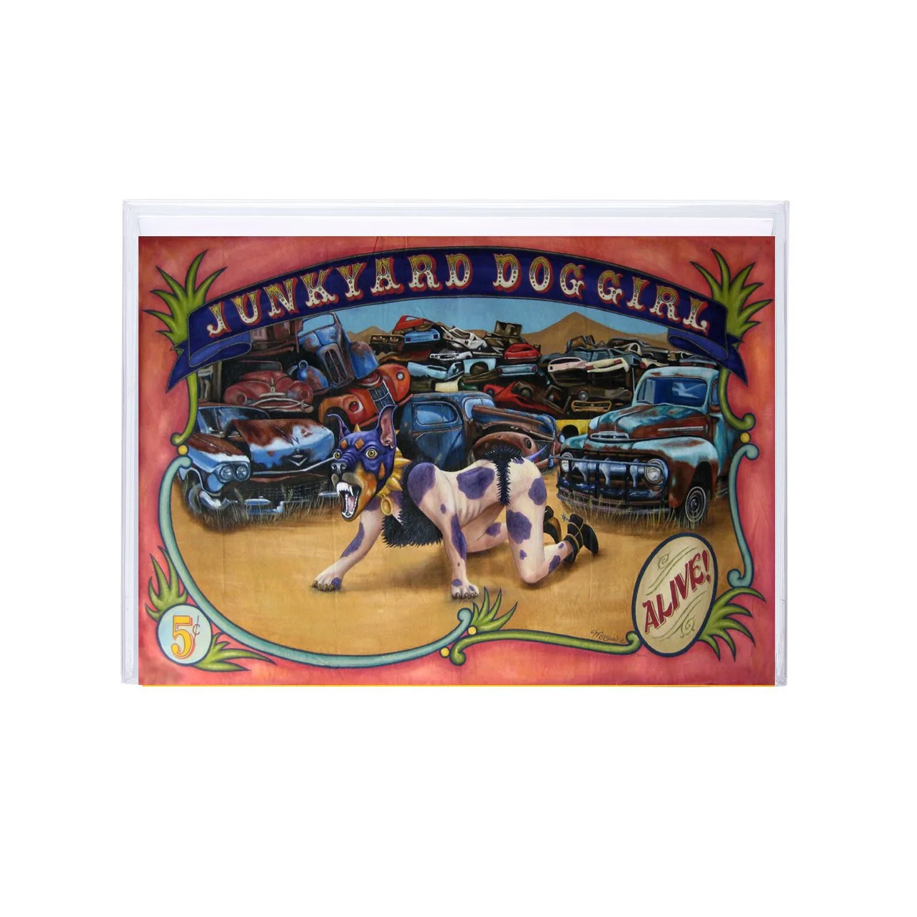 Junkyard Dog Girl Greeting Card