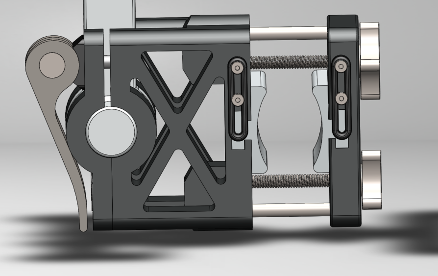 Close-up of lower mechanisms