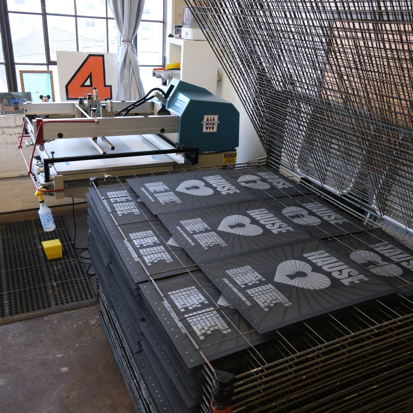 Some fun ones for @davehause - On press last week. Designed by @jessedeflorio

These are a two layer screen print with metallic silver, on French's Blacktop 100lb cover. Available on tour now. 

Thanks again! 🤝

#printmaking #screenprint #flatstock 