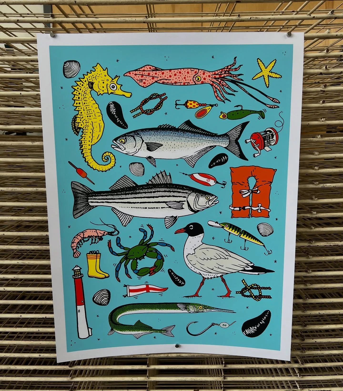 New edition printed for friend and illustrator @ehinkley in collaboration with @onlyny &ldquo;Atlantic Coast Beach Flash&rdquo; 

This is an 18x24&rdquo; seven layer screen print utilizing transparent overlays. Printed in an edition of 100. 

70 sign