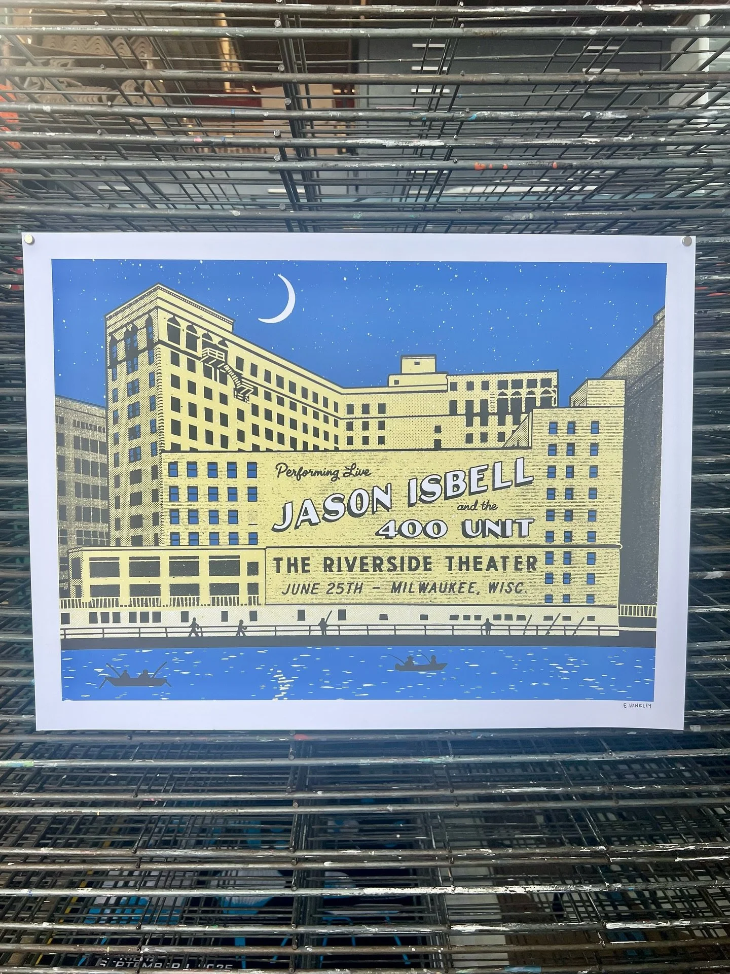 Fun one design by  @ehinkley for @jasonisbell for his show at The Riverside Theater in Milwaukee. 

This is a three layer screen print with subtle transparent overlays to channel that old advertising feel on the traps. 18x24&rdquo; 100lb Cougar paper