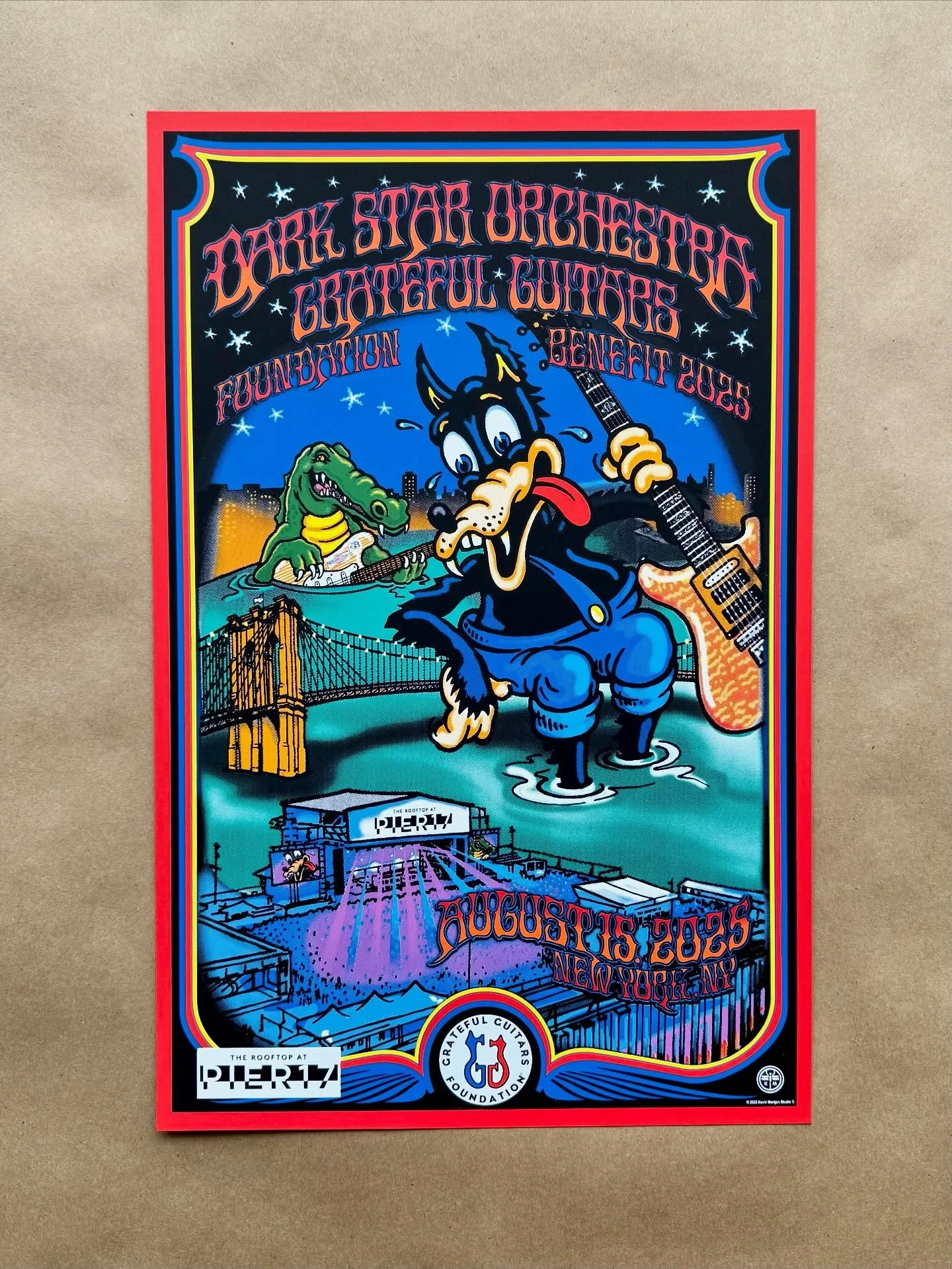 Had the pleasure of printing these for @gratefulguitarsfoundation in August. For their Dark Star Orchestra. Art by Kevin Morgan Studio. @kevinmorganstudio 

These were an 11 layer screen print. Printed on 11x17&rdquo; Cougar 100lb paper. Sep wizardry