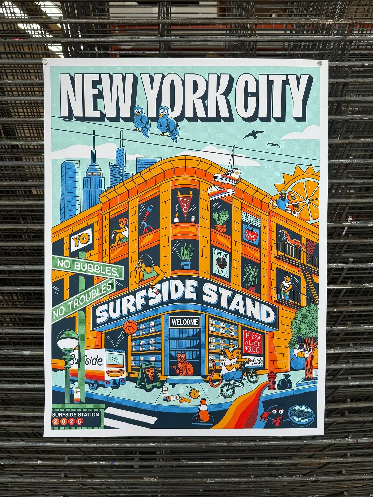 Another fun one from @drinksurfside &lsquo;s ongoing poster series. Tapping local illustrators and designers to create limited edition posters for their cities. This one is for NYC and @ericwleedesign crushed it! 

These are an 8 layer screen print, 
