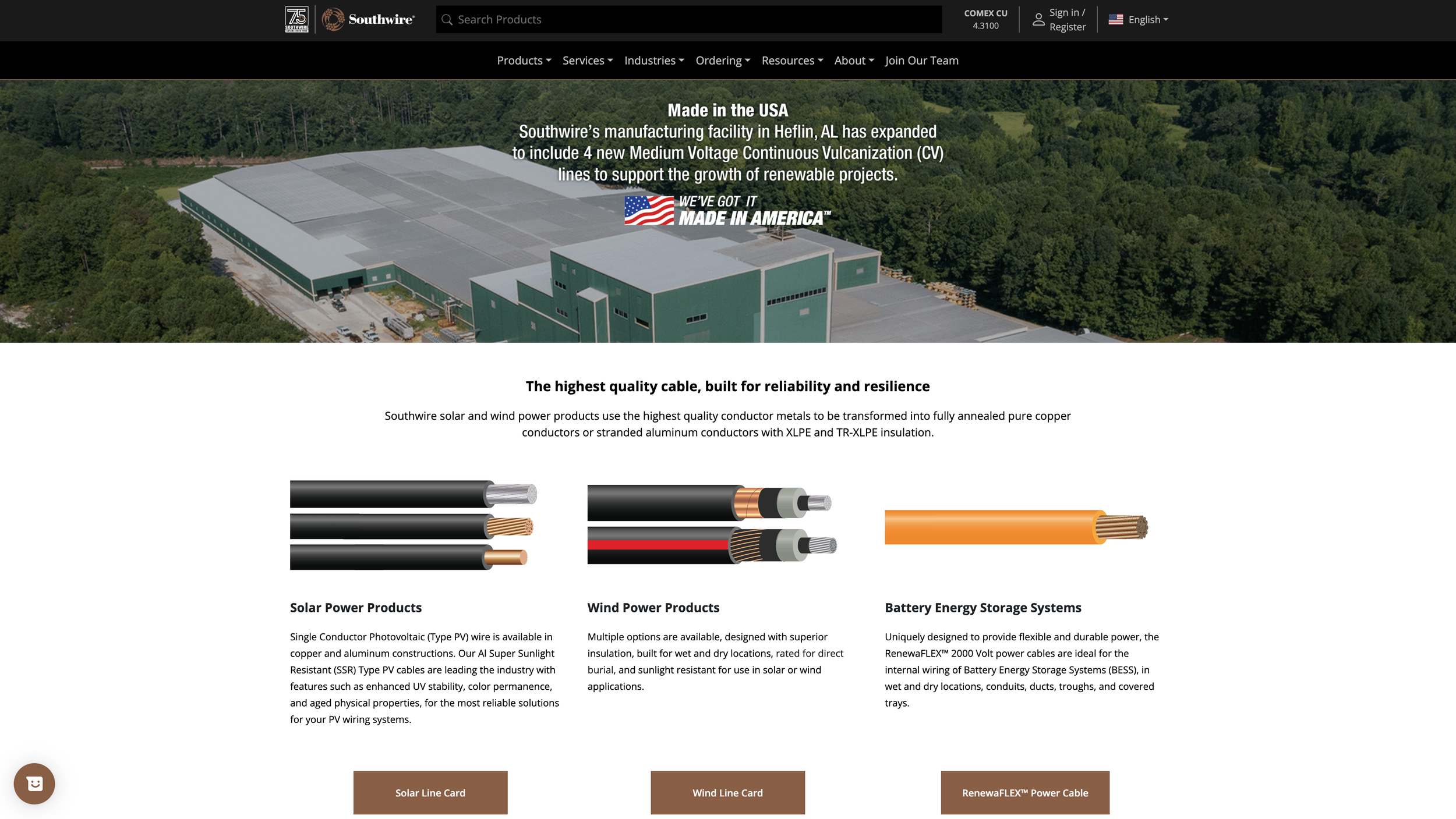 Renewables Page for Southwire.com continued.