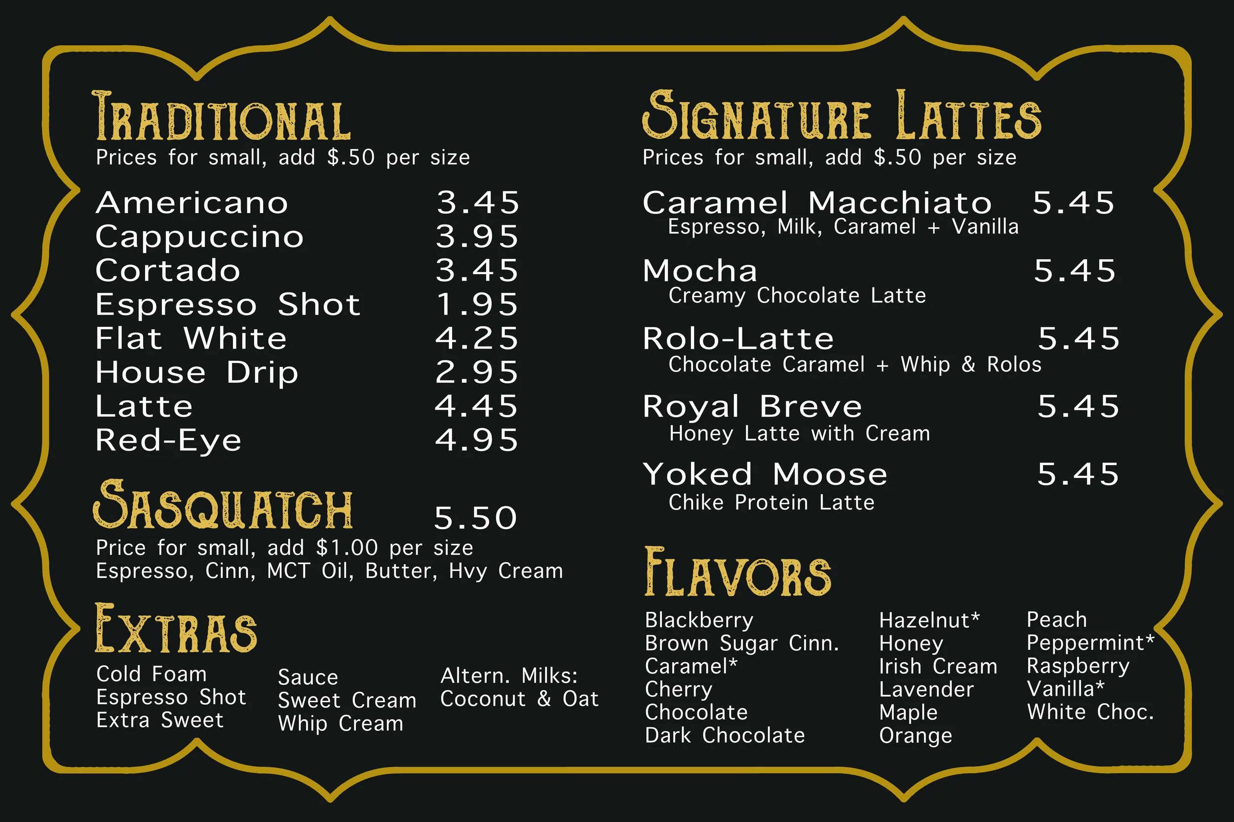 Coffee Shop Menu — Moose Mountain Coffee Bar & Roastery
