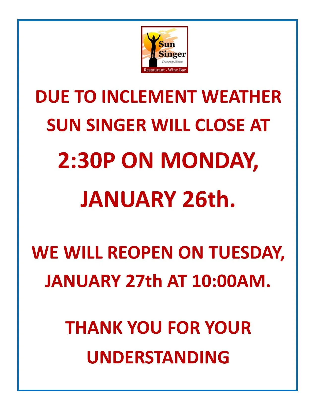 Monday, January 26th Dinner