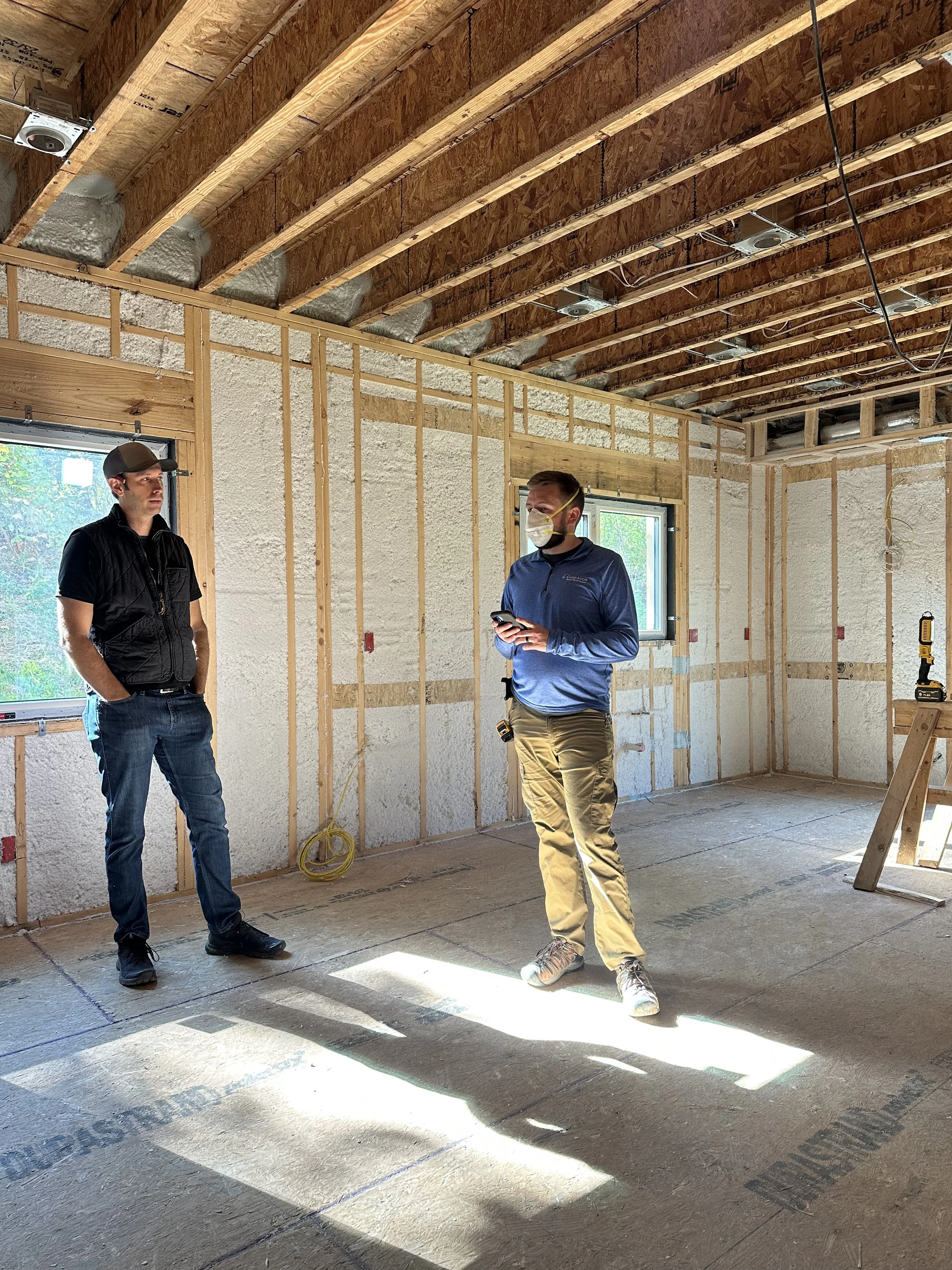 Pre-drywall inspection with FM Design Build and Phius Certified Rater Bryton Stoll