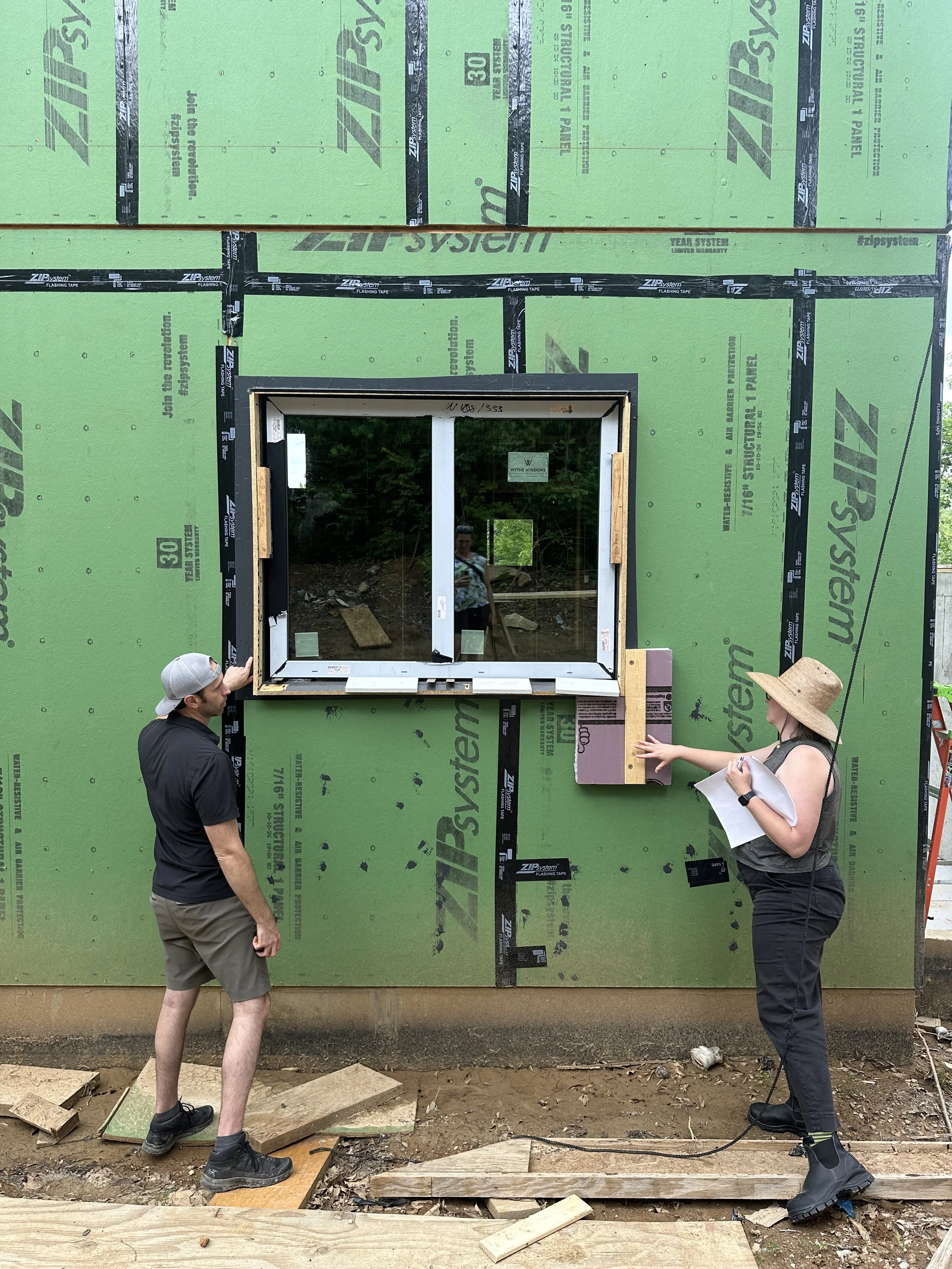 Exterior insulation mock-up at high-performance Wythe windows