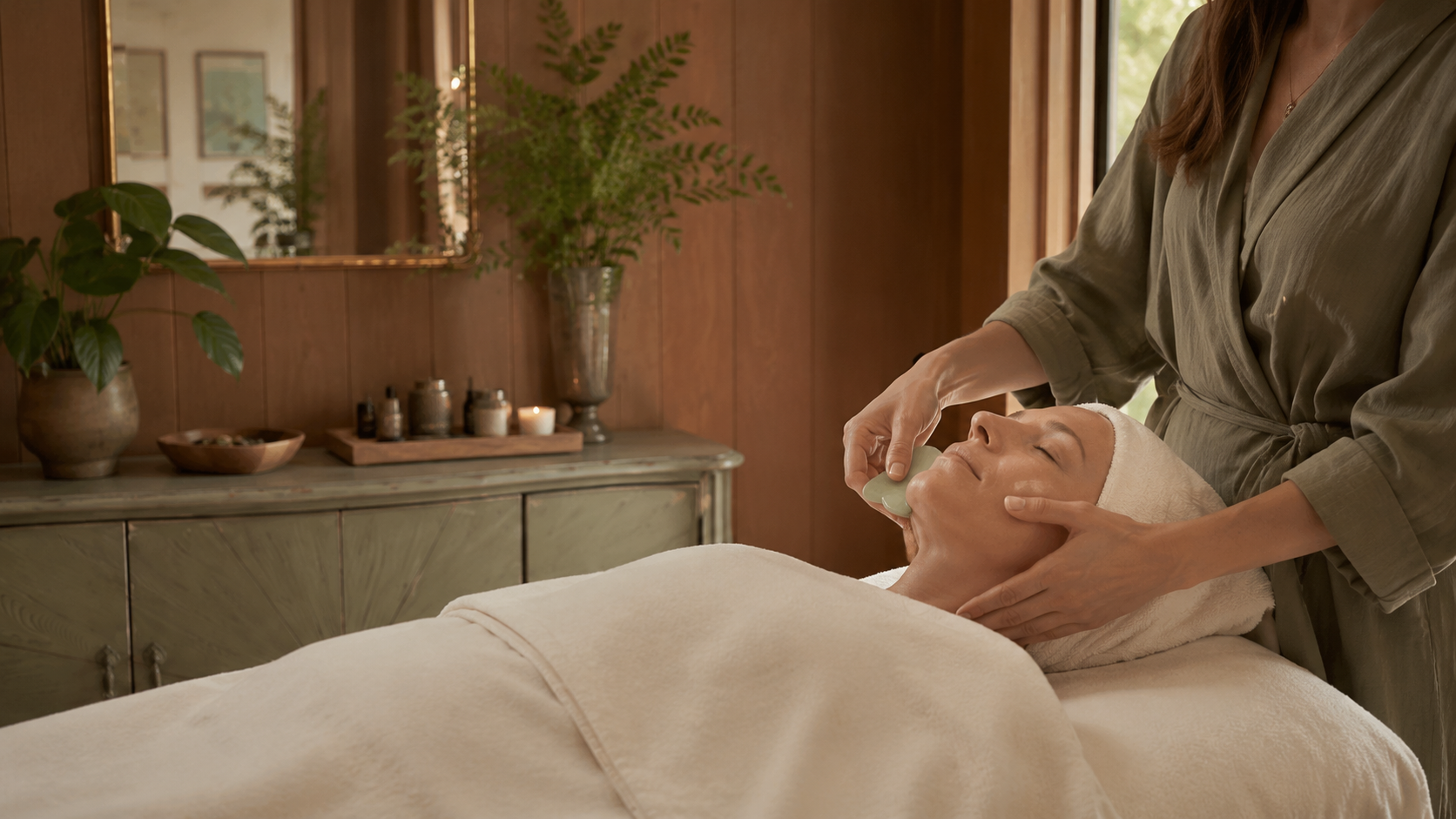 Facial rejuvenation with gua sha