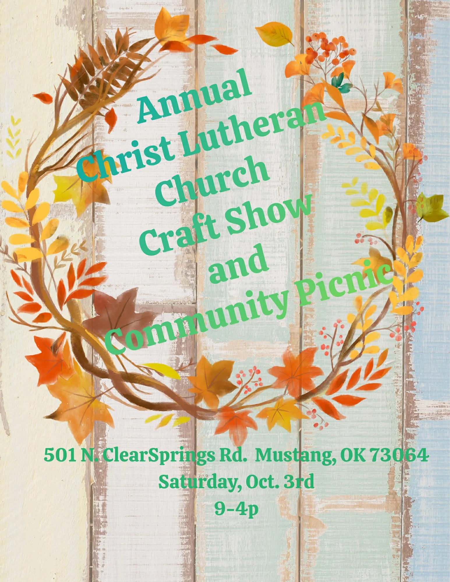 Christ Lutheran Church Hosts Mustang Craft Show &amp; Community Picnic on October 3