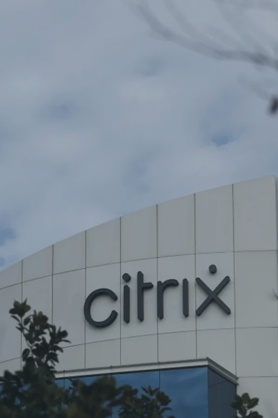Citrix logo displayed on the exterior of a corporate building.
