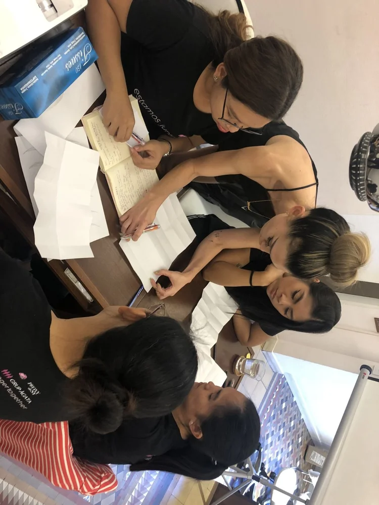 Renée explaining brow architecture principles during training