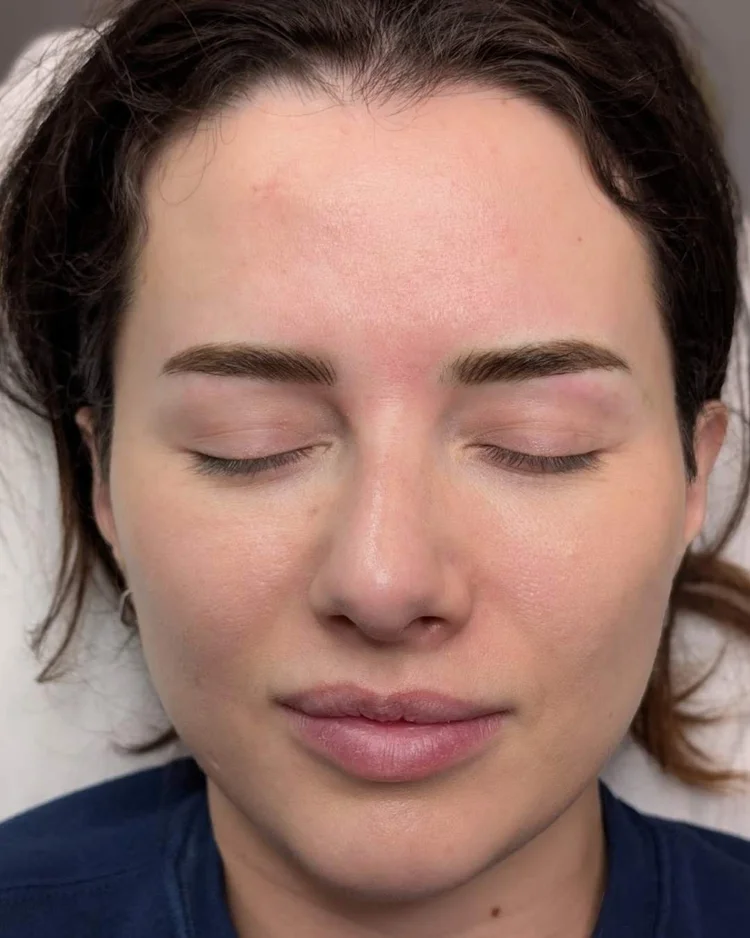 After hybrid brow treatment — natural beautiful eyebrows on light skin tone — Le Kitsuné NYC