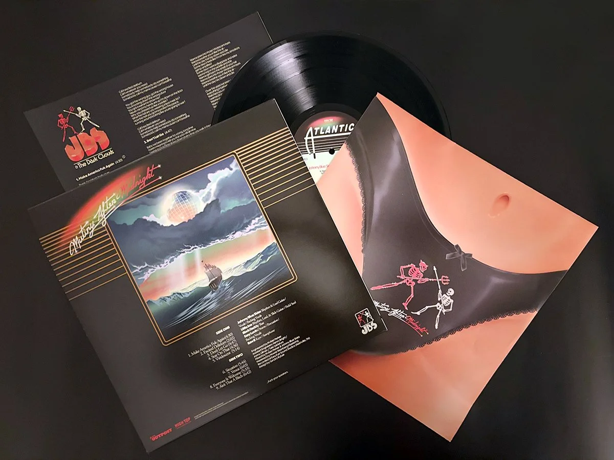 Mutiny After Midnight by Johnny Blue Skies and the Dark Clouds album art (back) plus liner notes and sleeve