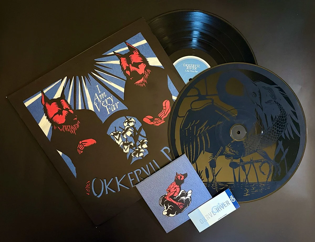 I Am Very Far by Okkervil River album art, liner notes, discs, and a ticket