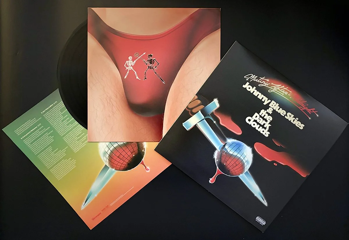 Mutiny After Midnight by Johnny Blue Skies and the Dark Clouds album cover (front) plus sleeve and liner notes