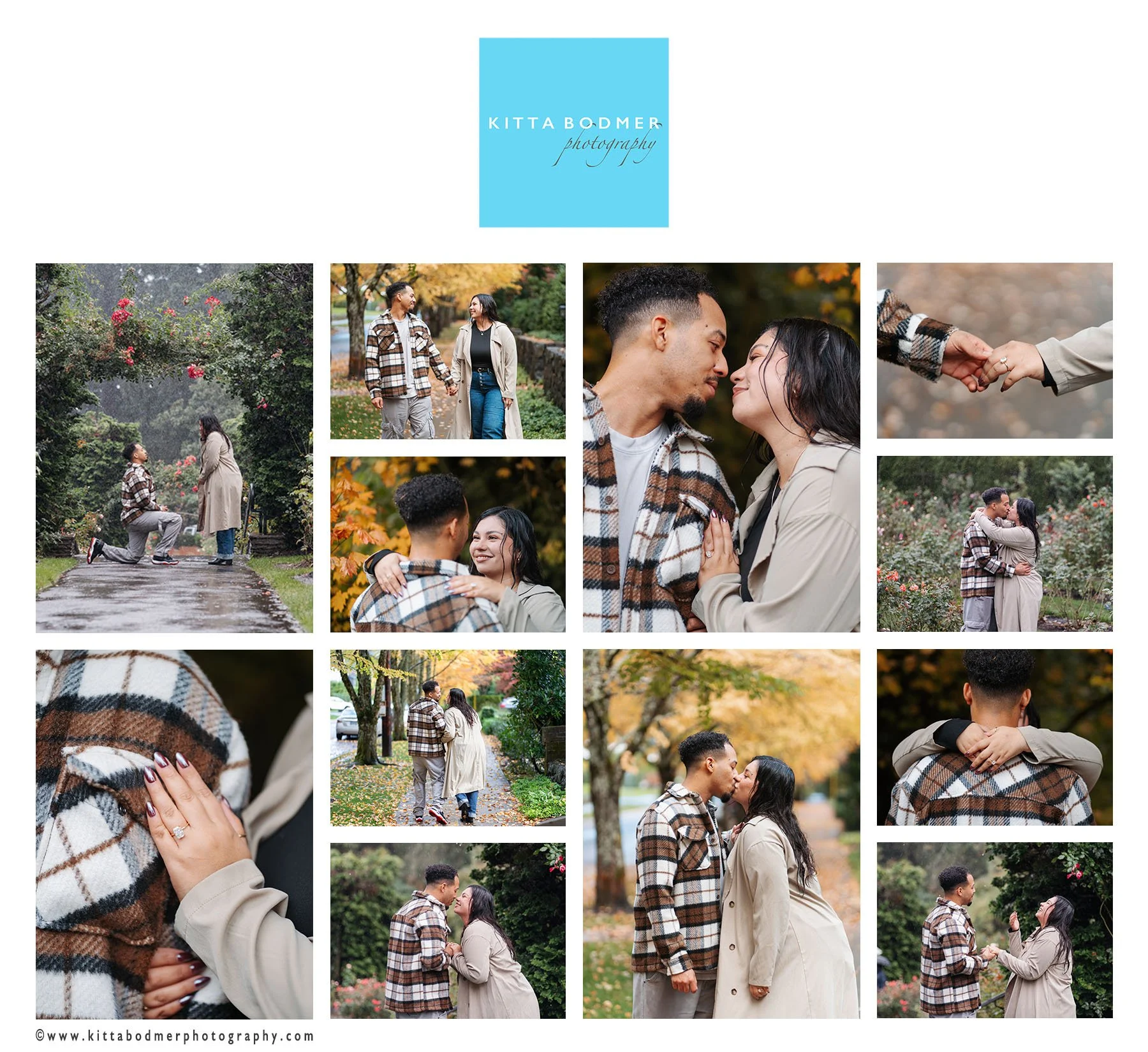 Traditional bent knee proposal story photography in a park like setting | Kitta Bodmer Photography