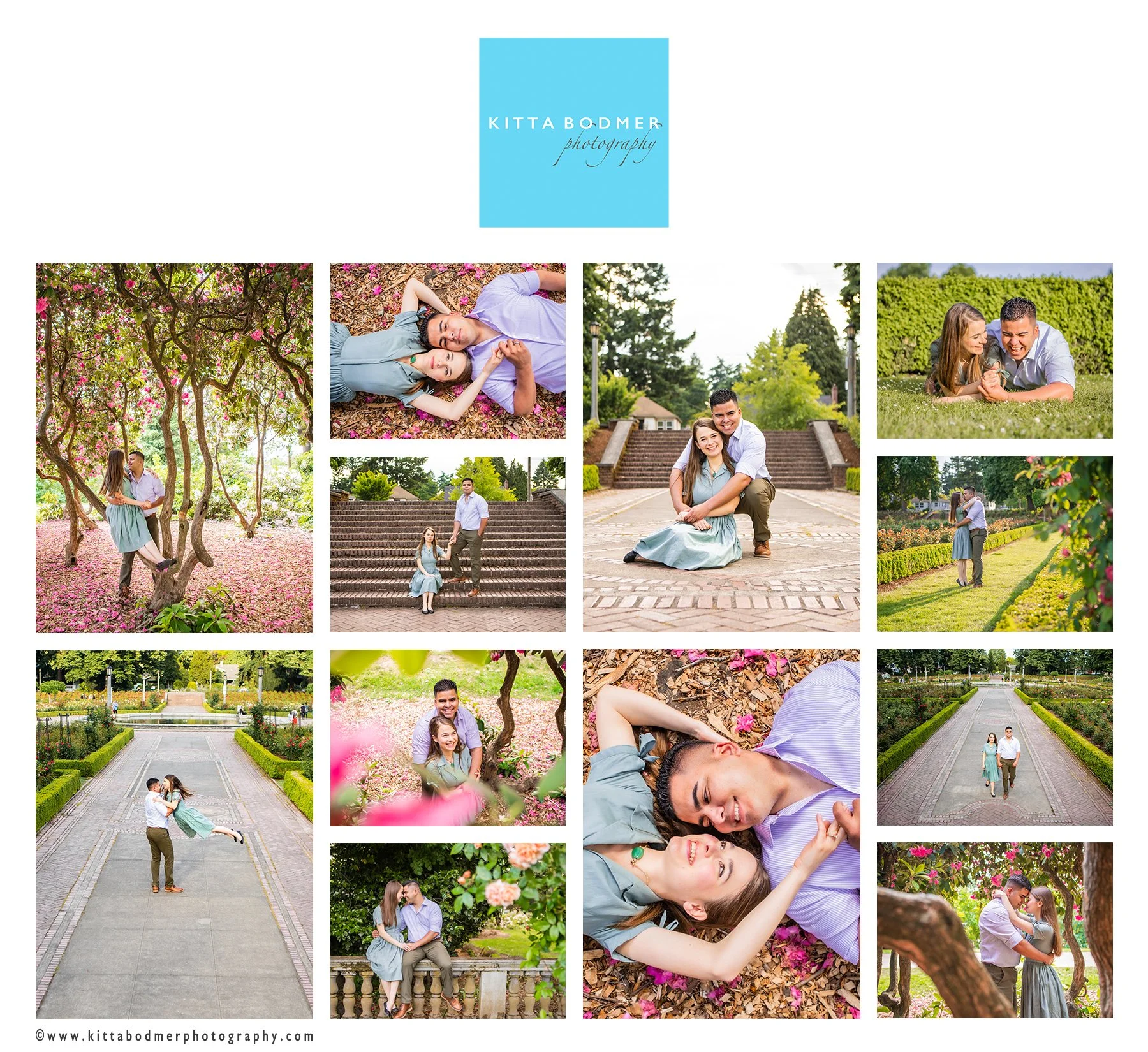 Springtime proposal and engagement photos amongst the cherry blossoms in Portland OR | Kitta Bodmer Photography