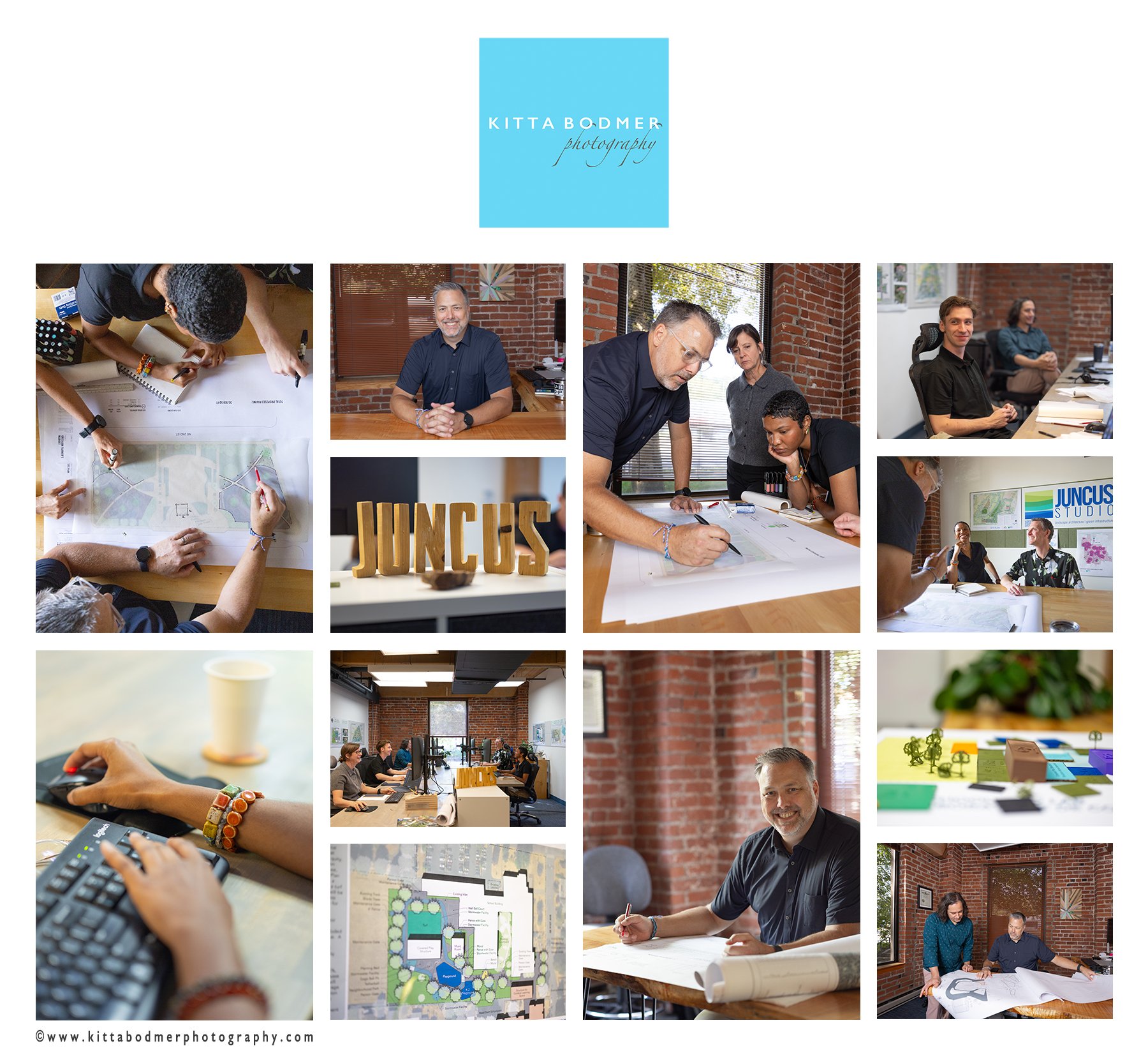 Location and team at work photos for brand rollout at Juncus Studio landscape architects | Kitta Bodmer Photography