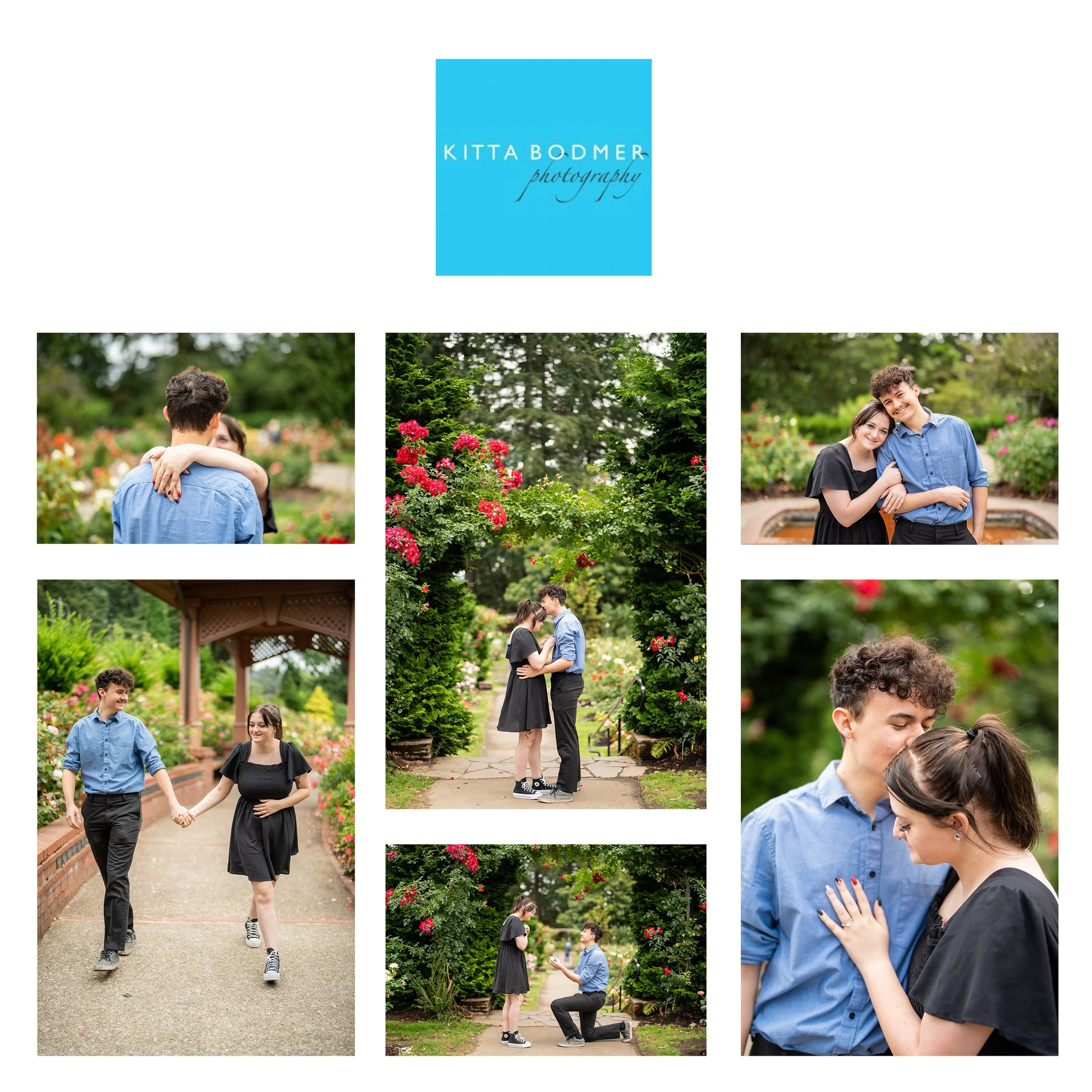 Surprise proposal photos in the Portland Rose Test Garden | Kitta Bodmer Photography
