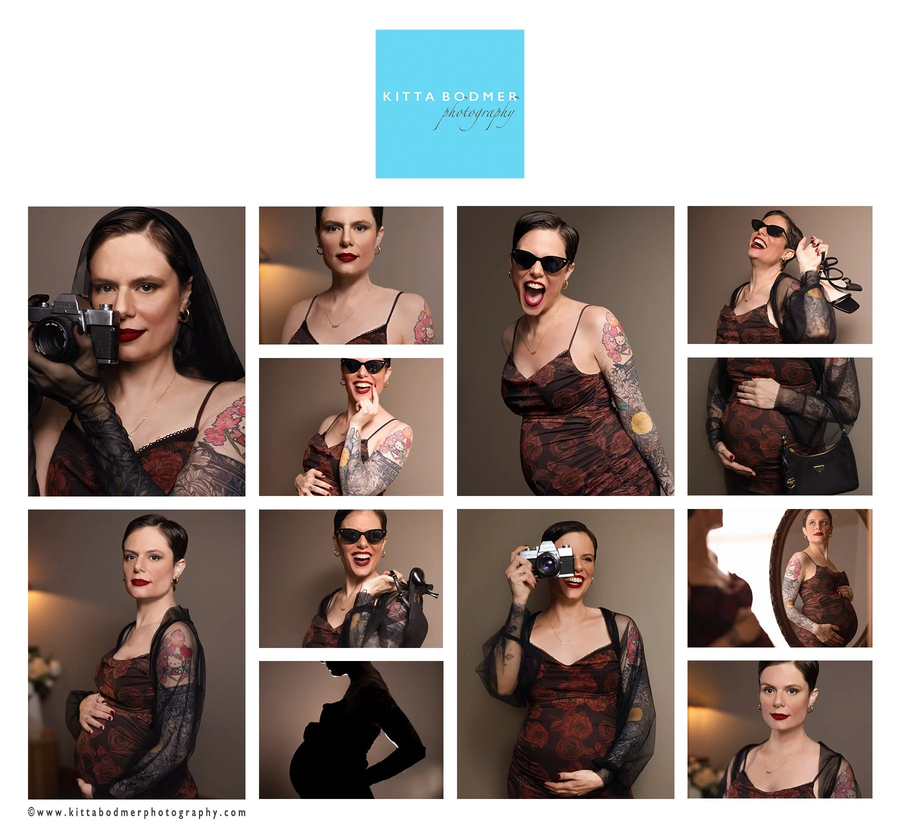 Stylish camera and glamour photo shoot styled maternity photos with perfect makeup and hairstyling | Kitta Bodmer Photography