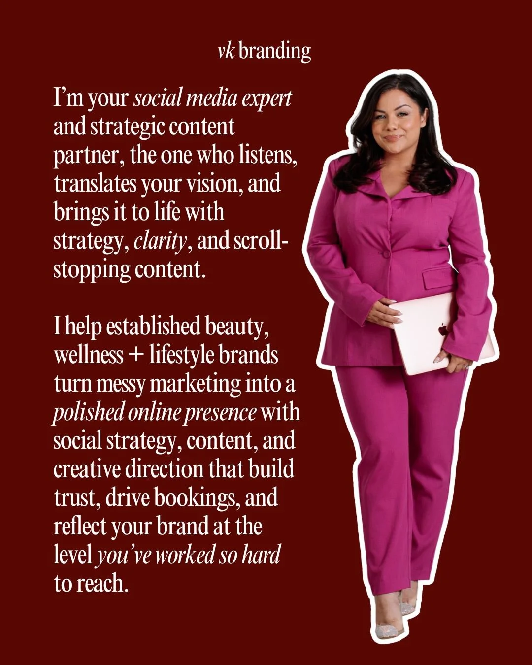 If you&rsquo;re running a beauty, wellness of lifestyle business that&rsquo;s grown beyond DIY&hellip; this is for you.

You don&rsquo;t need &ldquo;just content.&rdquo;
You need someone who gets your vision and knows how to turn it into a polished, 