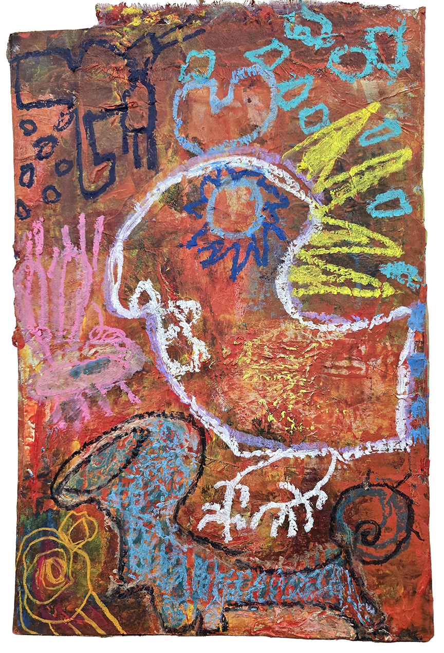 Chick-a-Boom
Mixed media on cardboard
18.5" x 12.5"