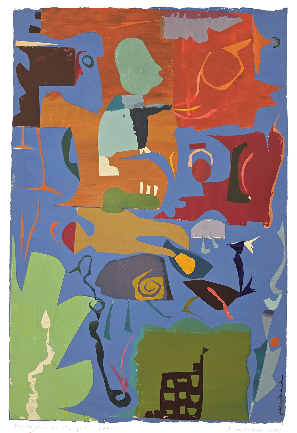 Pretty Much the Only Spell I Know
Painted Paper Collage on Watercolor Paper
22" x 15", 2025